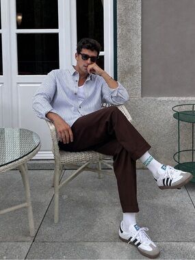 Five Four Blue & White Striped Button Down Shirt Fisherman Ivy League Preppy